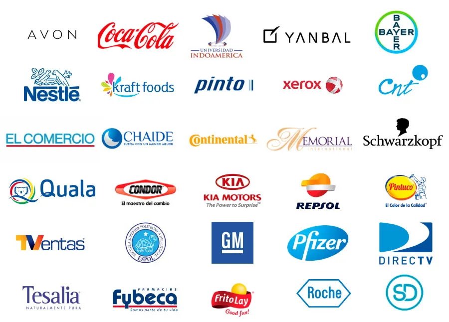 Logos de clientes nacionales e internacionales de SurveyData